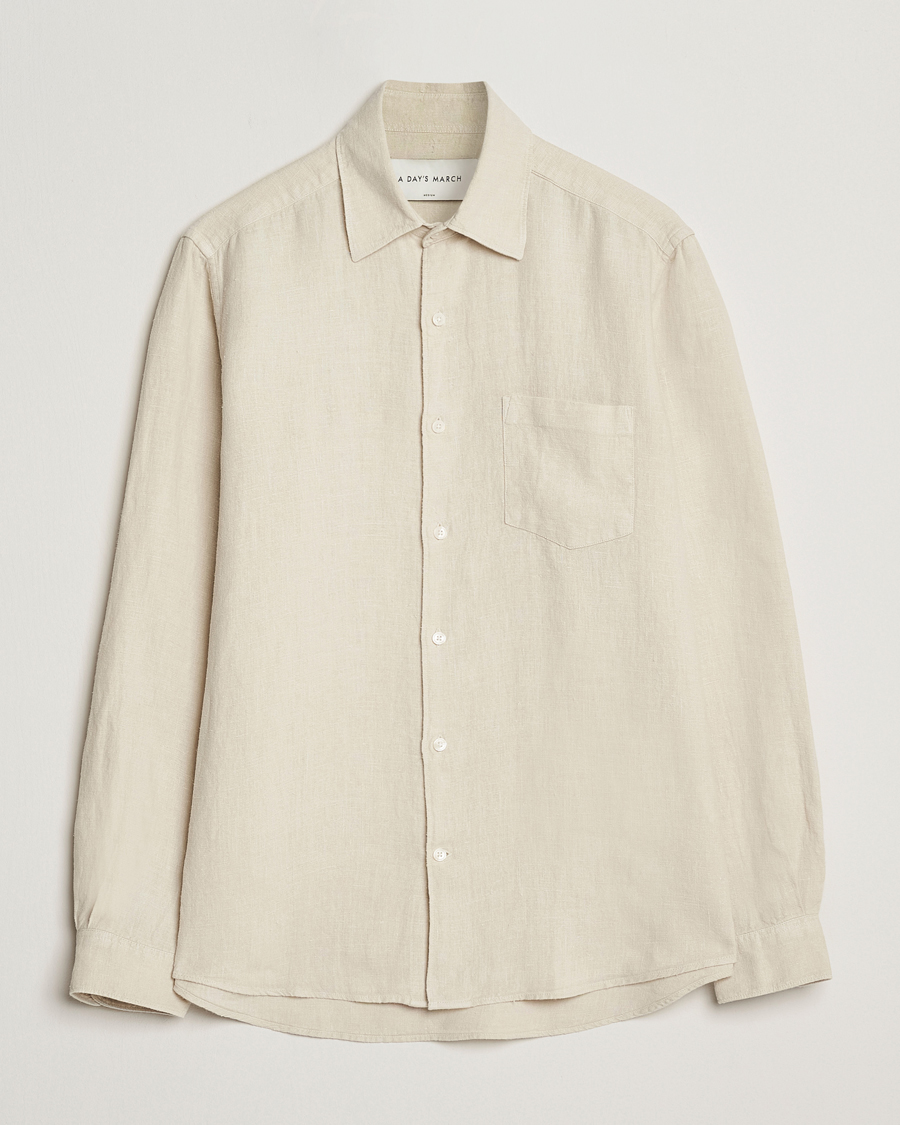 Men | Shirts | A Day's March | Abu Linen Shirt Sand