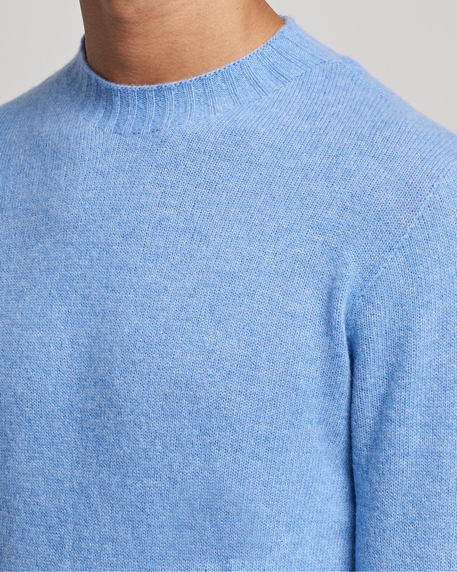 Altea Wool Cashmere Crew Neck Sweater Light Blue at CareOfCarl