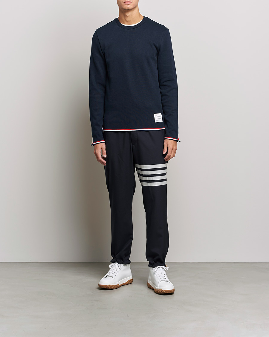 Thom Browne Long Sleeve Interlock T-Shirt Navy at CareOfCarl.com