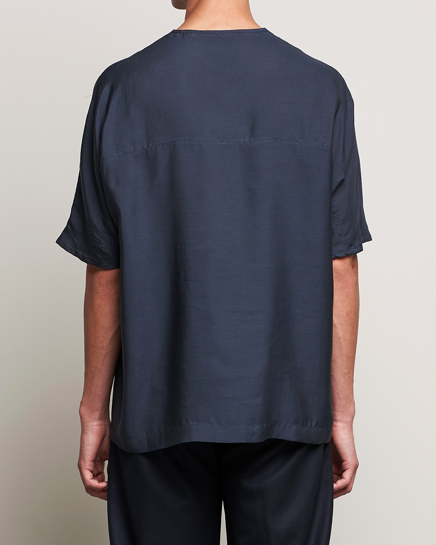 Giorgio Armani Silk Blend T-Shirt Navy at CareOfCarl.com