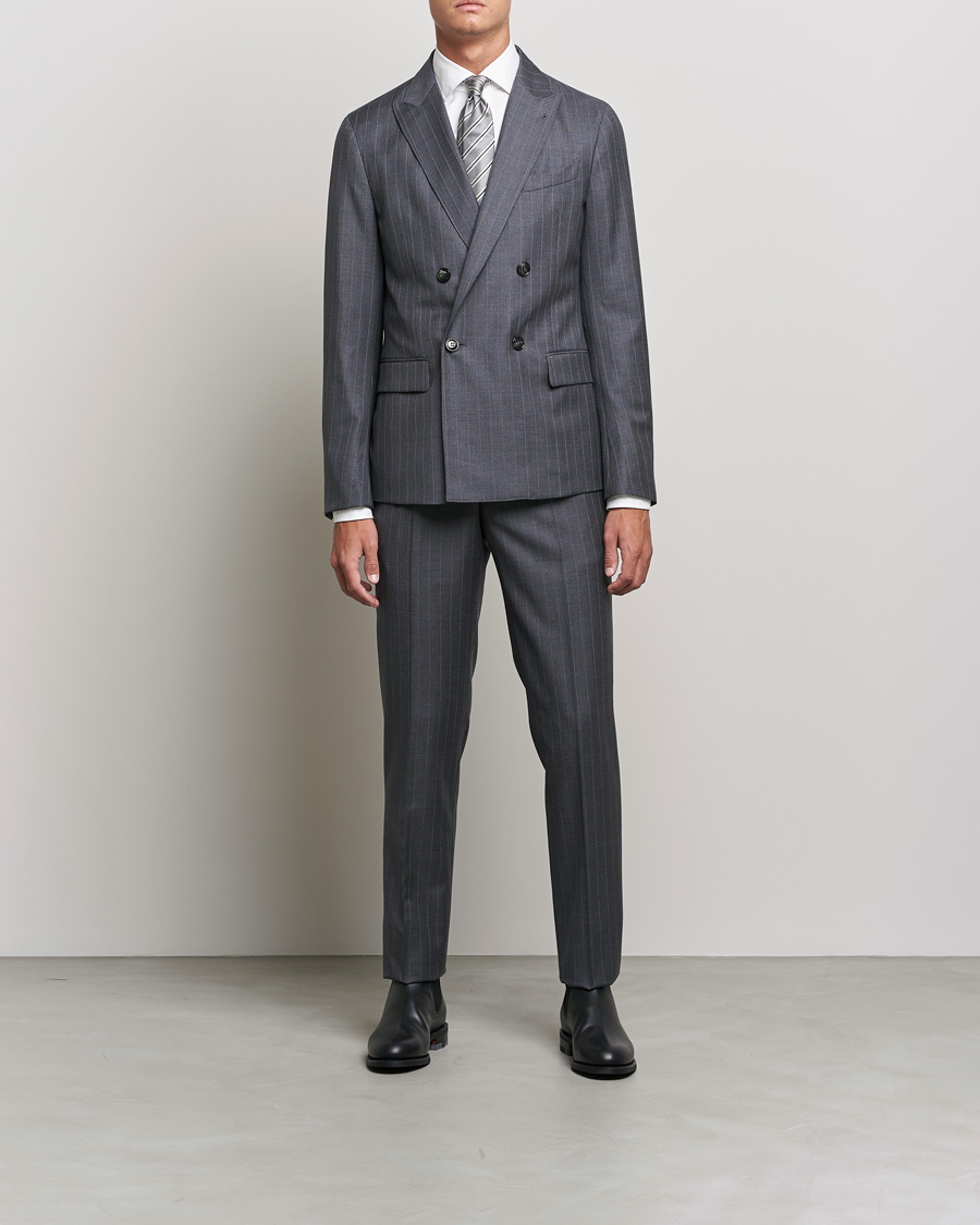 Giorgio Armani Pinstripe Double Breasted Suit Grey at CareOfCarl