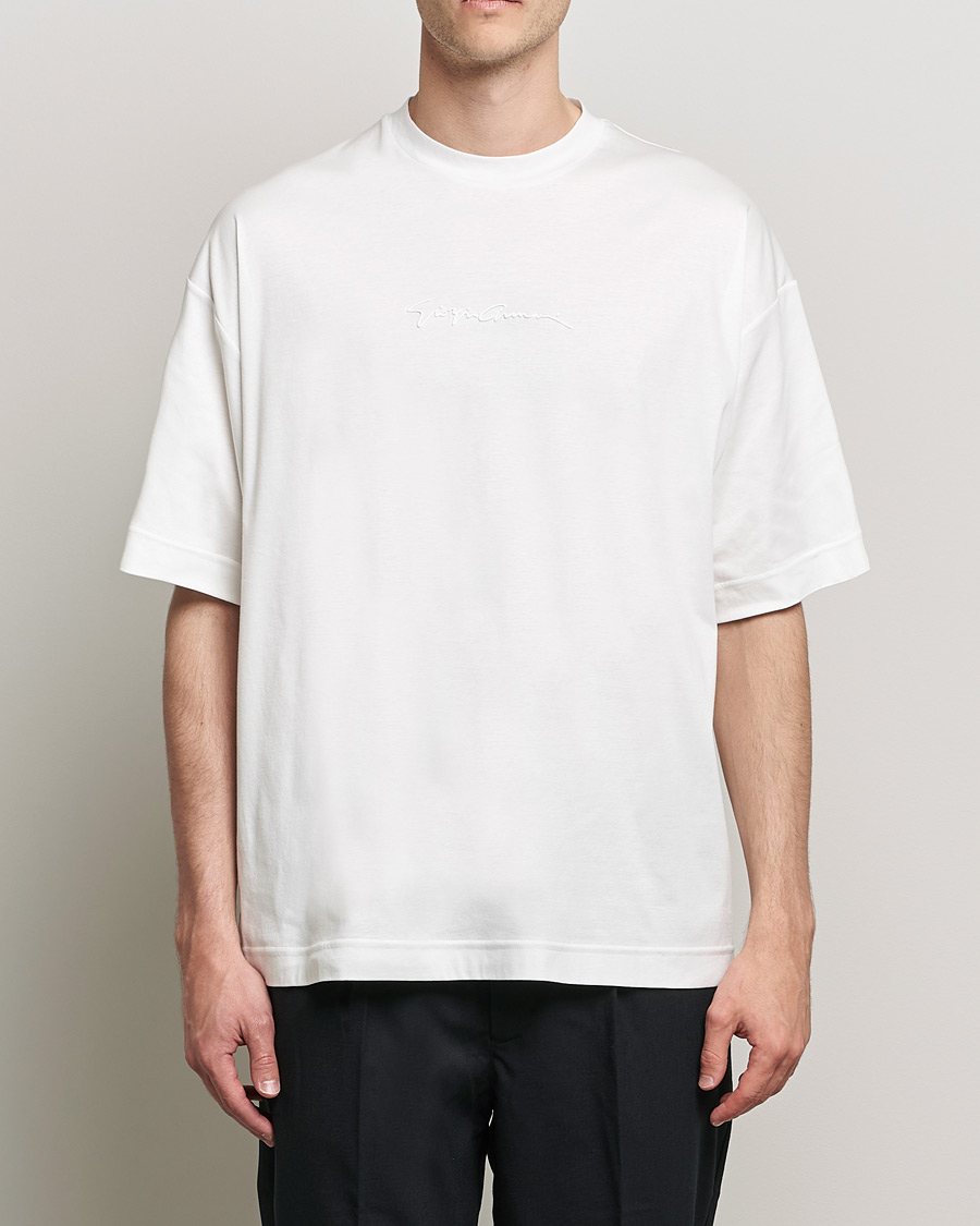 Giorgio Armani Short Sleeve Signature T-Shirt White at CareOfCarl.com