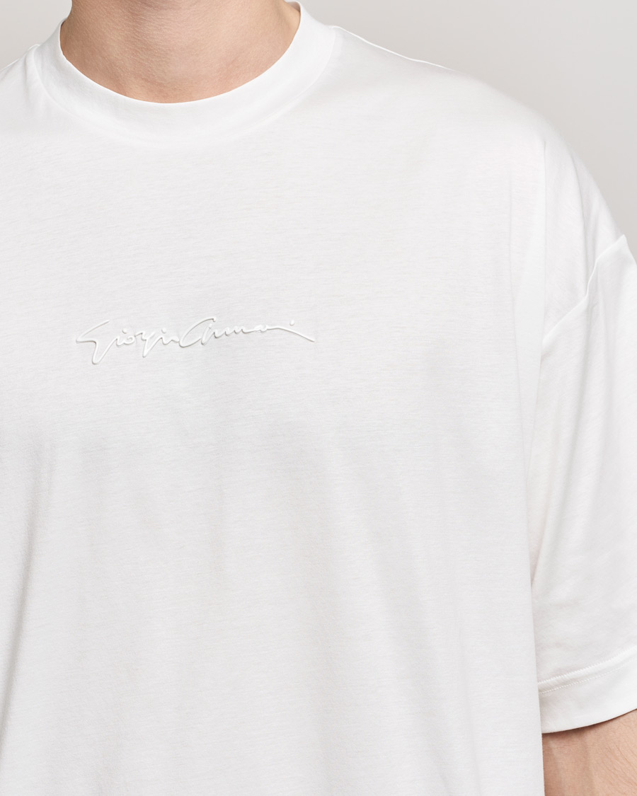 Giorgio Armani Short Sleeve Signature T-Shirt White at CareOfCarl.com