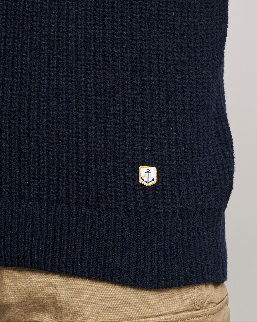 Armor lux Pull Camionneur Wool Half Zip Navy at CareOfCarl