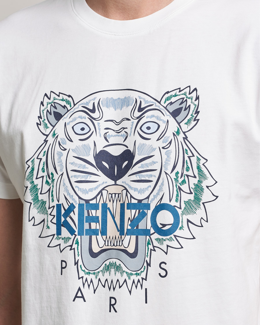 KENZO Icon Tiger Crew Neck Tee White at CareOfCarl.com