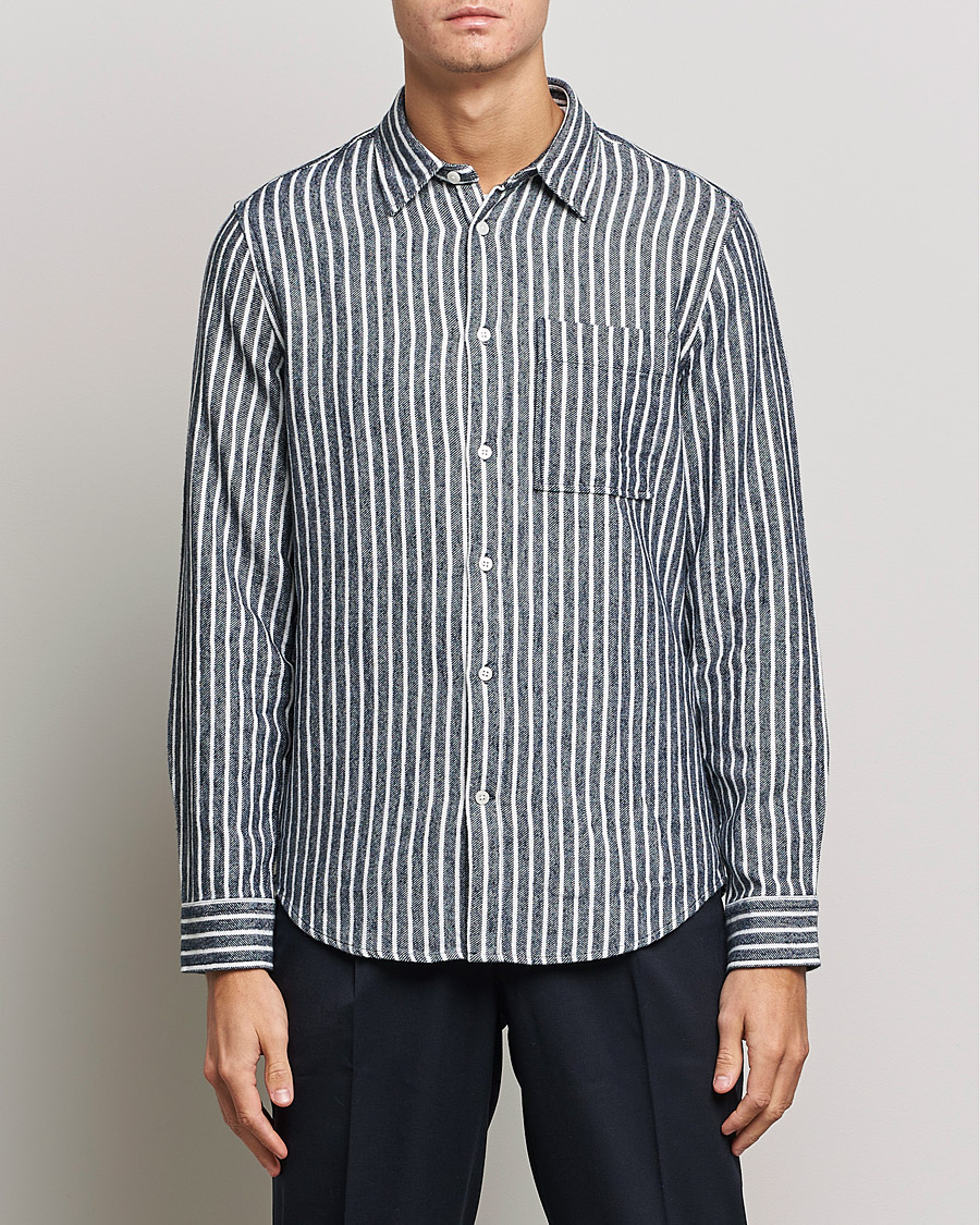 NN07 Arne Flannel Striped Shirt Blue/White at CareOfCarl.com