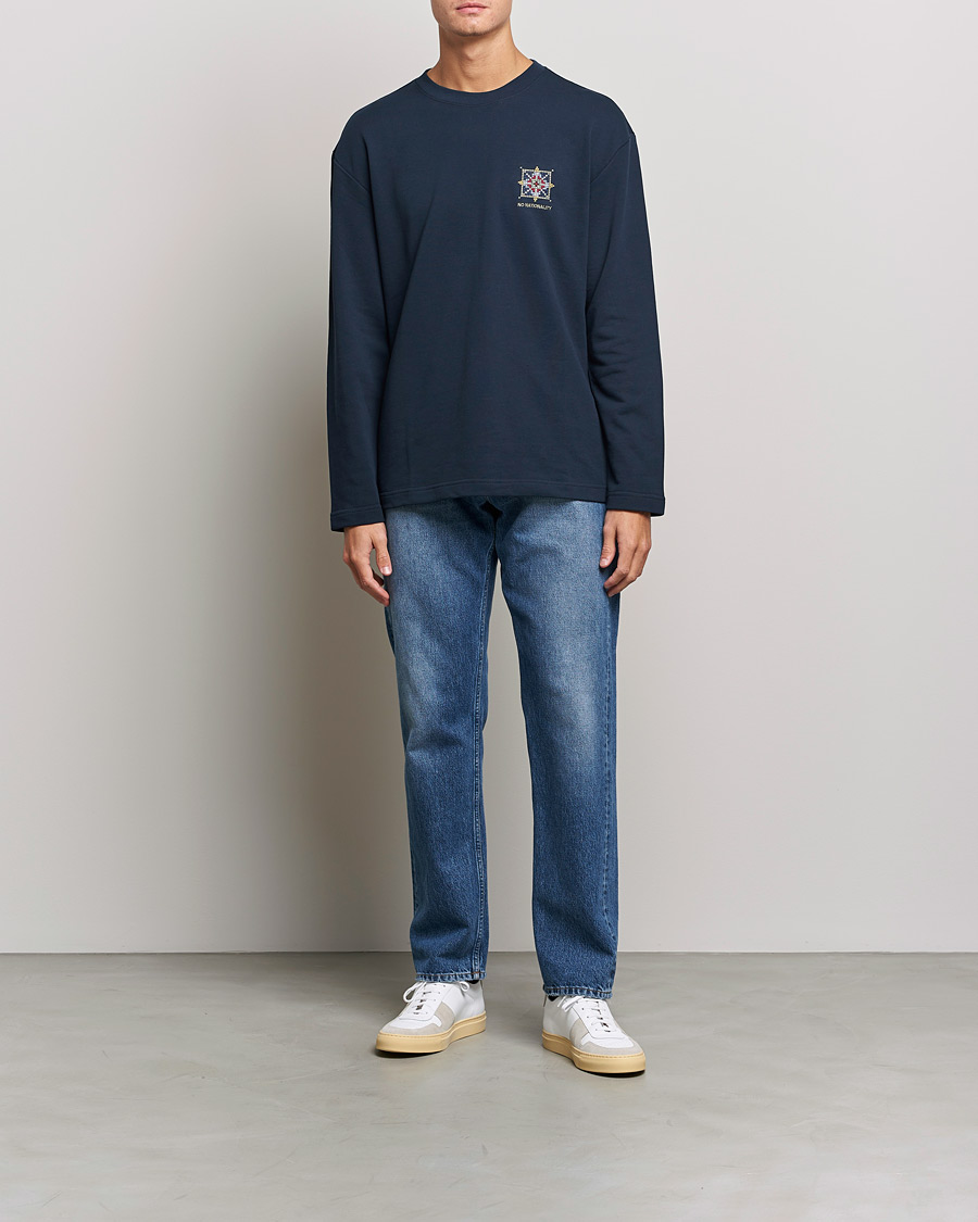 NN07 Alan Heavy Logo Long Sleeve T-Shirt Navy at CareOfCarl.com