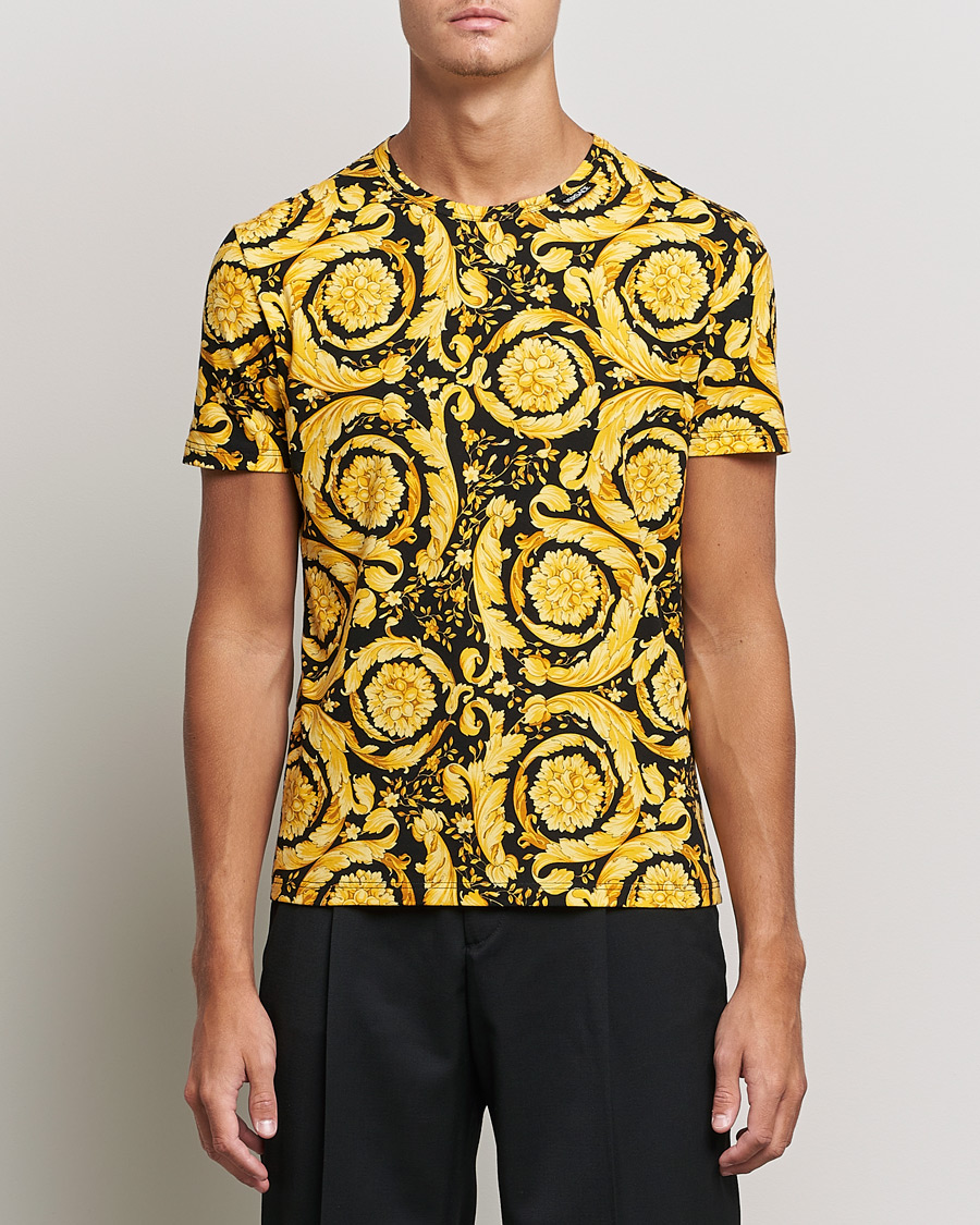 Versace Barocco Print Tee Black/Gold at CareOfCarl.com