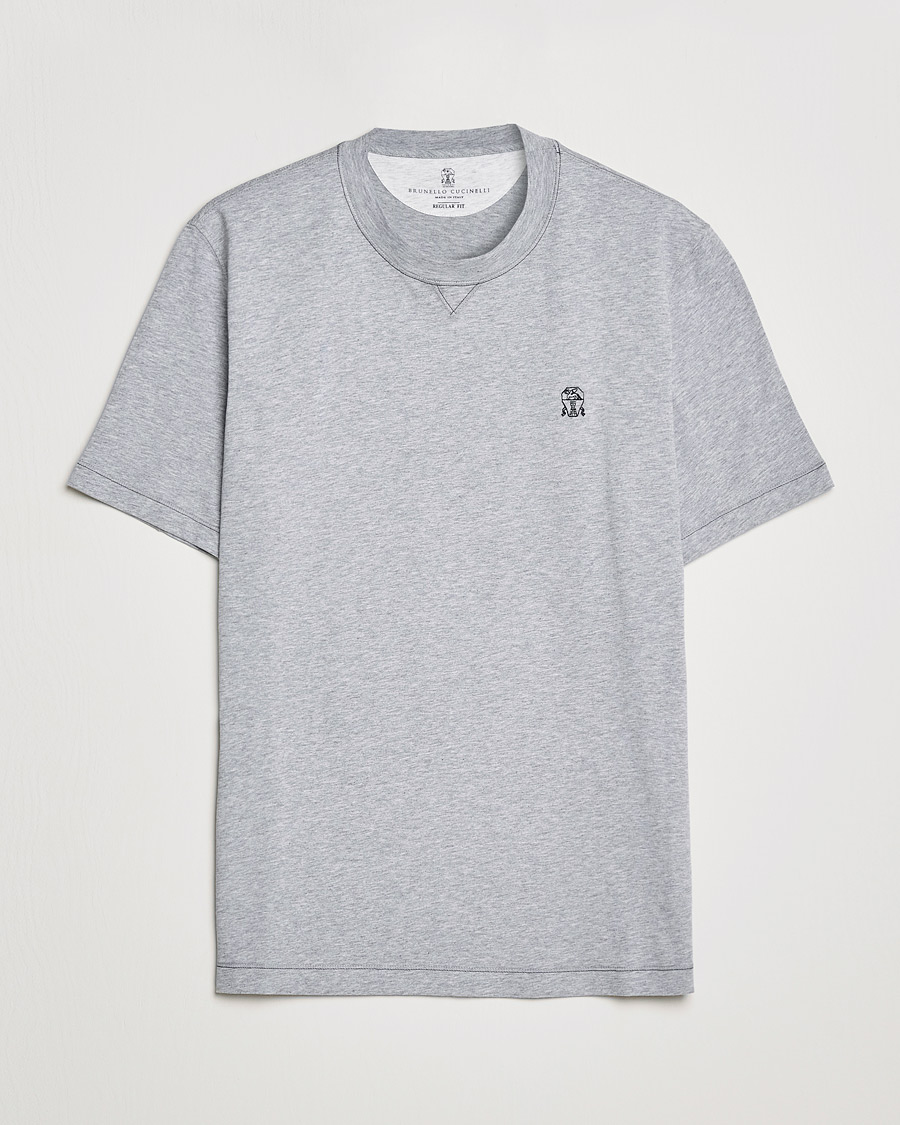 Brunello Cucinelli Short Sleeve Logo T-Shirt Grey Melange at