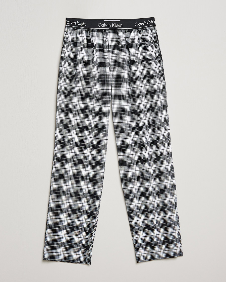 Calvin Klein Brushed Cotton Checked Pants Black/White at CareOfCarl.