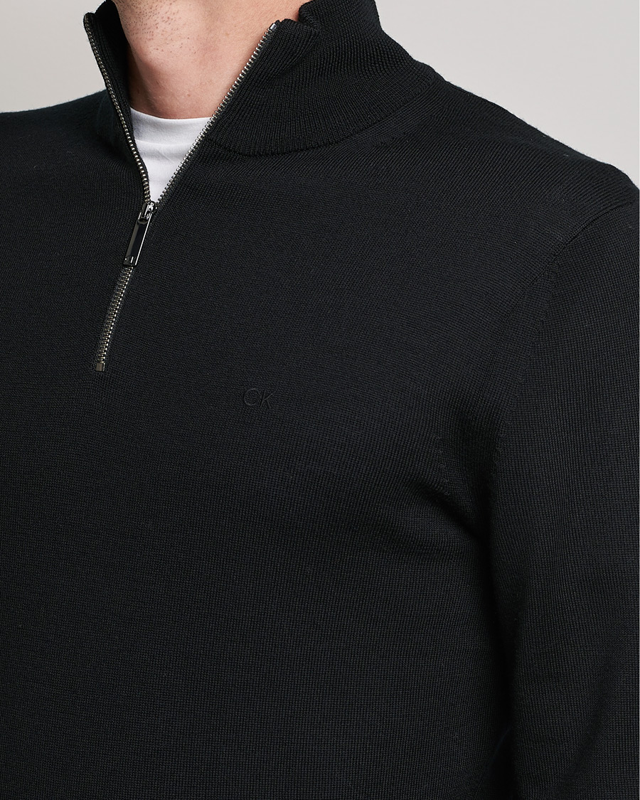 Kolibrie ingenieur rek Calvin Klein Superior Wool Half Zip Sweater Black at CareOfCarl.com