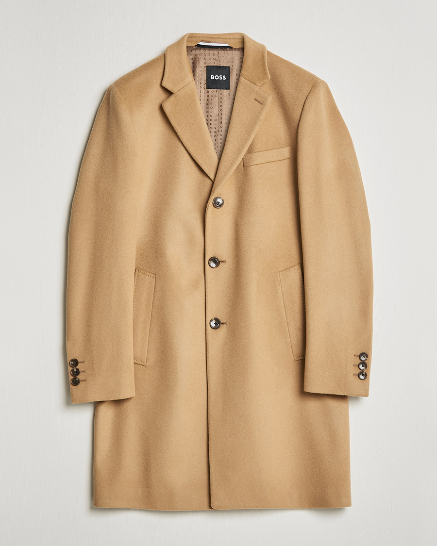 BOSS Hyde Wool/Cashmere Coat Medium Beige at CareOfCarl.com