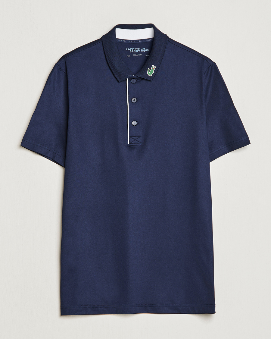 Lacoste Jersey Golf Polo Navy Blue White at CareOfCarl