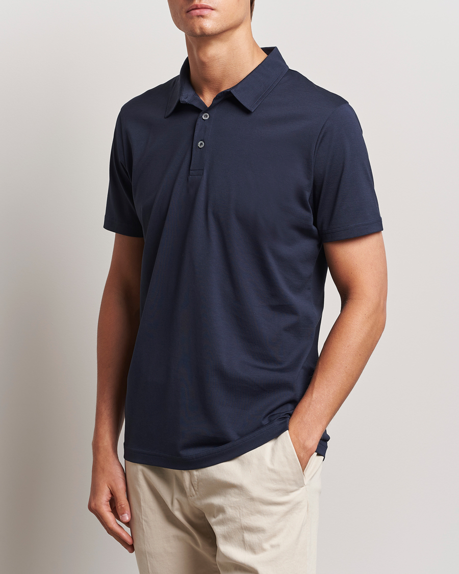 Men | Clothing | Sunspel | Cotton Jersey Polo Navy