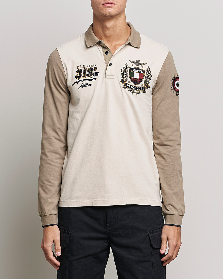 Aeronautica Militare Long Sleeve Logo Polo Tortora at CareOfCarl