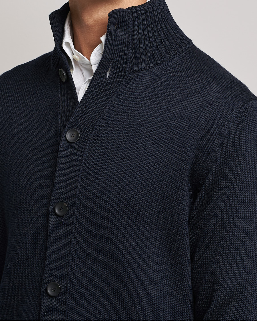 Zanone Virgin Merino Wool Chioto Cardigan Navy at CareOfCarl.com