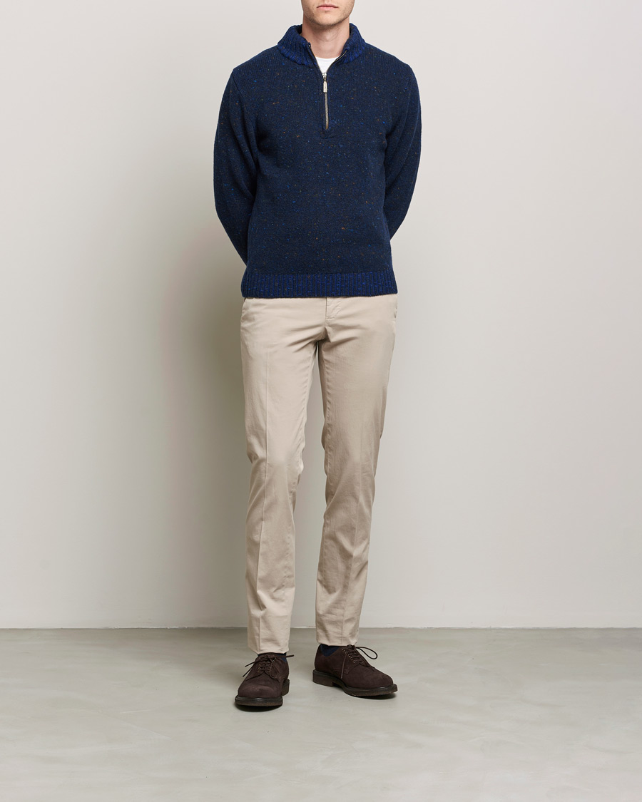 Inis Meáin Wool/Cashmere Half Zip Navy at