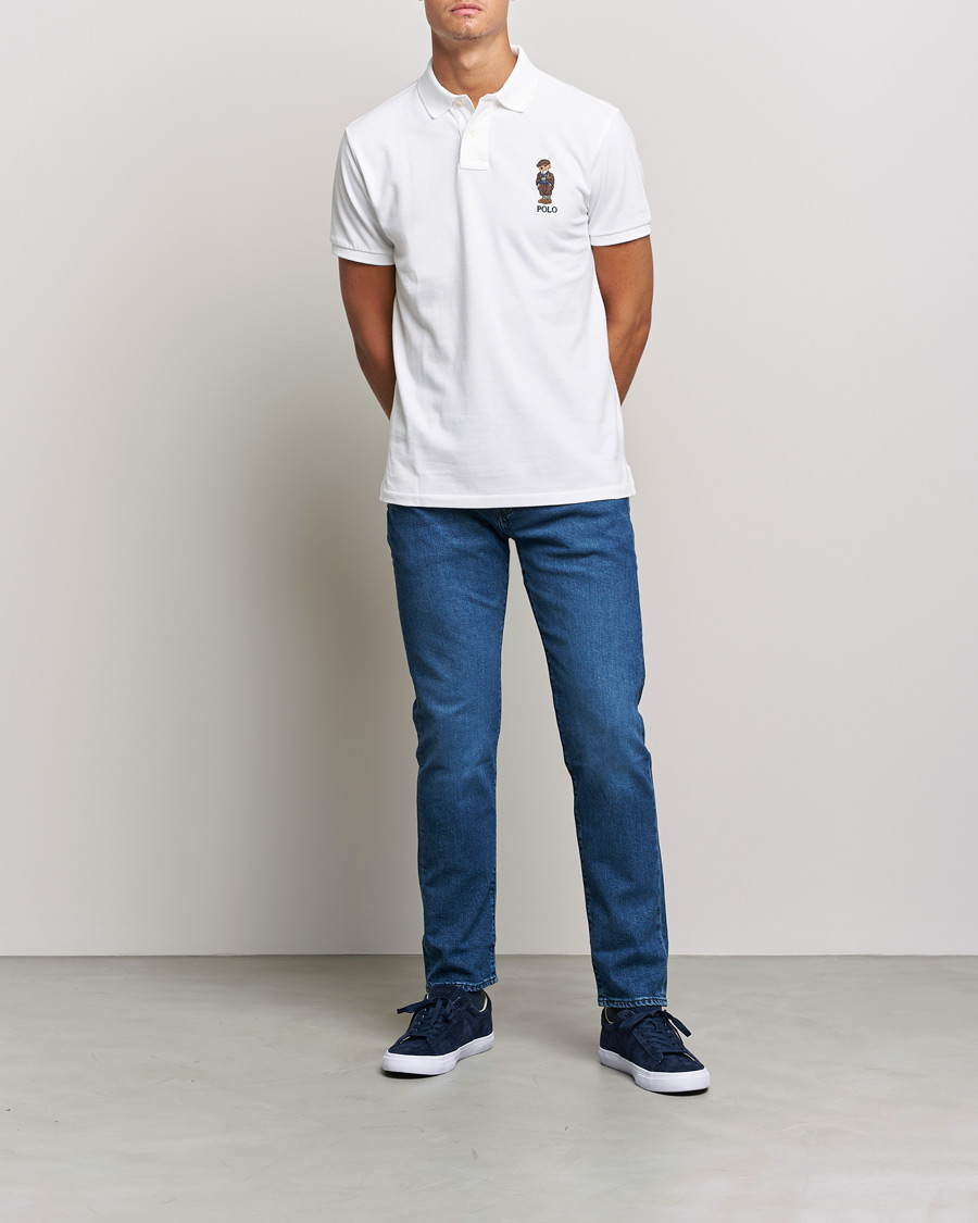 Polo Ralph Lauren Custom Slim Fit Denim Bear Polo White at CareOfCarl