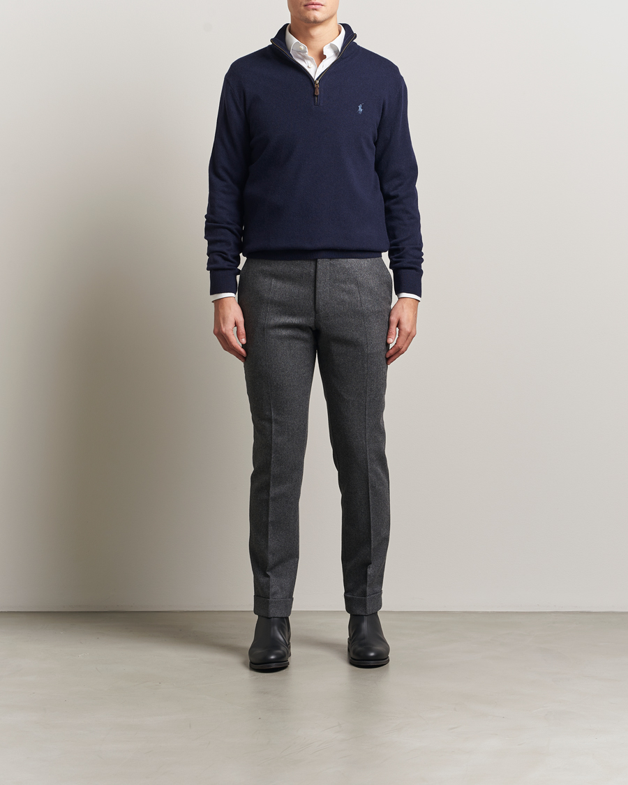 Men | Sweaters & Knitwear | Polo Ralph Lauren | Merino Half-Zip Sweater Hunter Navy