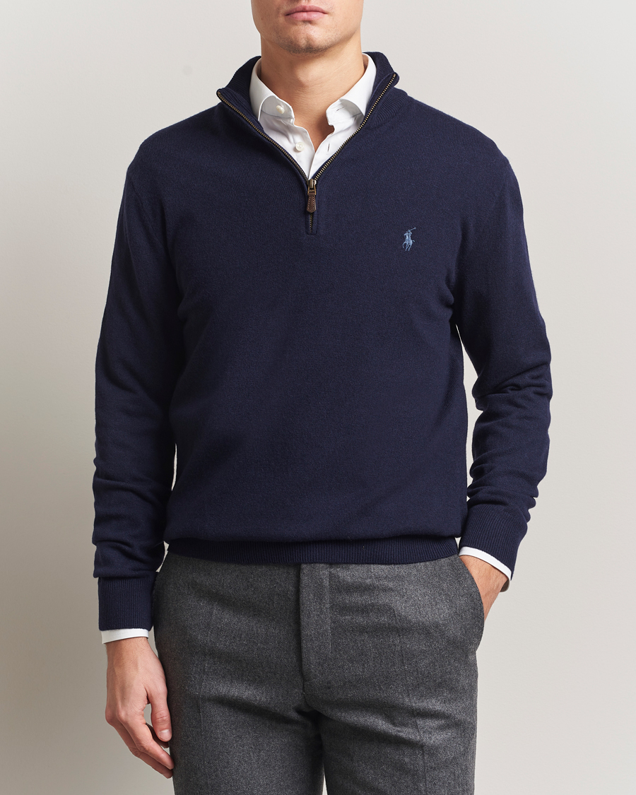 Men | Sweaters & Knitwear | Polo Ralph Lauren | Merino Half-Zip Sweater Hunter Navy