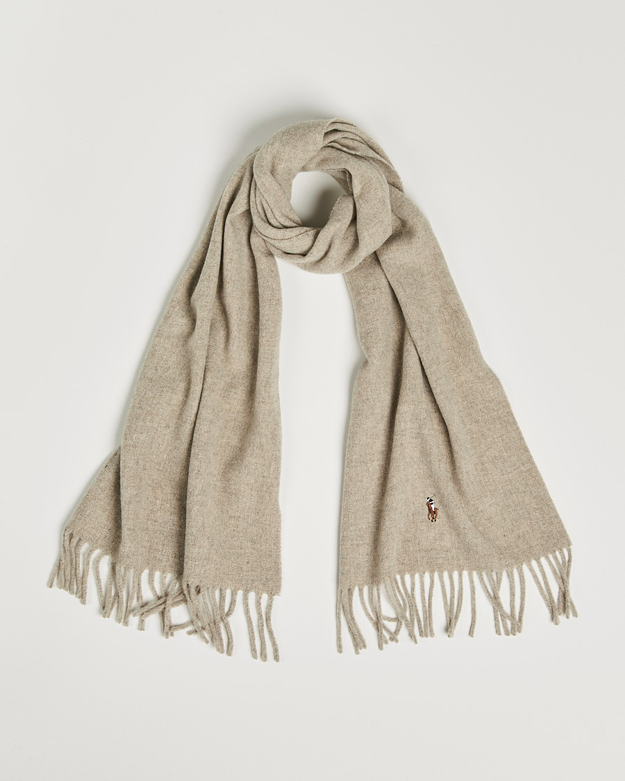 Polo Ralph Lauren Signature Wool Scarf Oatmeal Heather at CareOfCarl