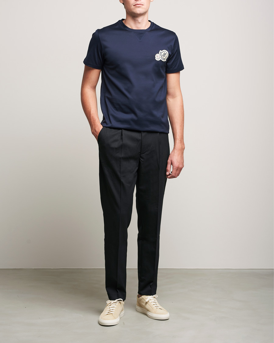 Moncler Double Logo T Shirt Navy at CareOfCarl