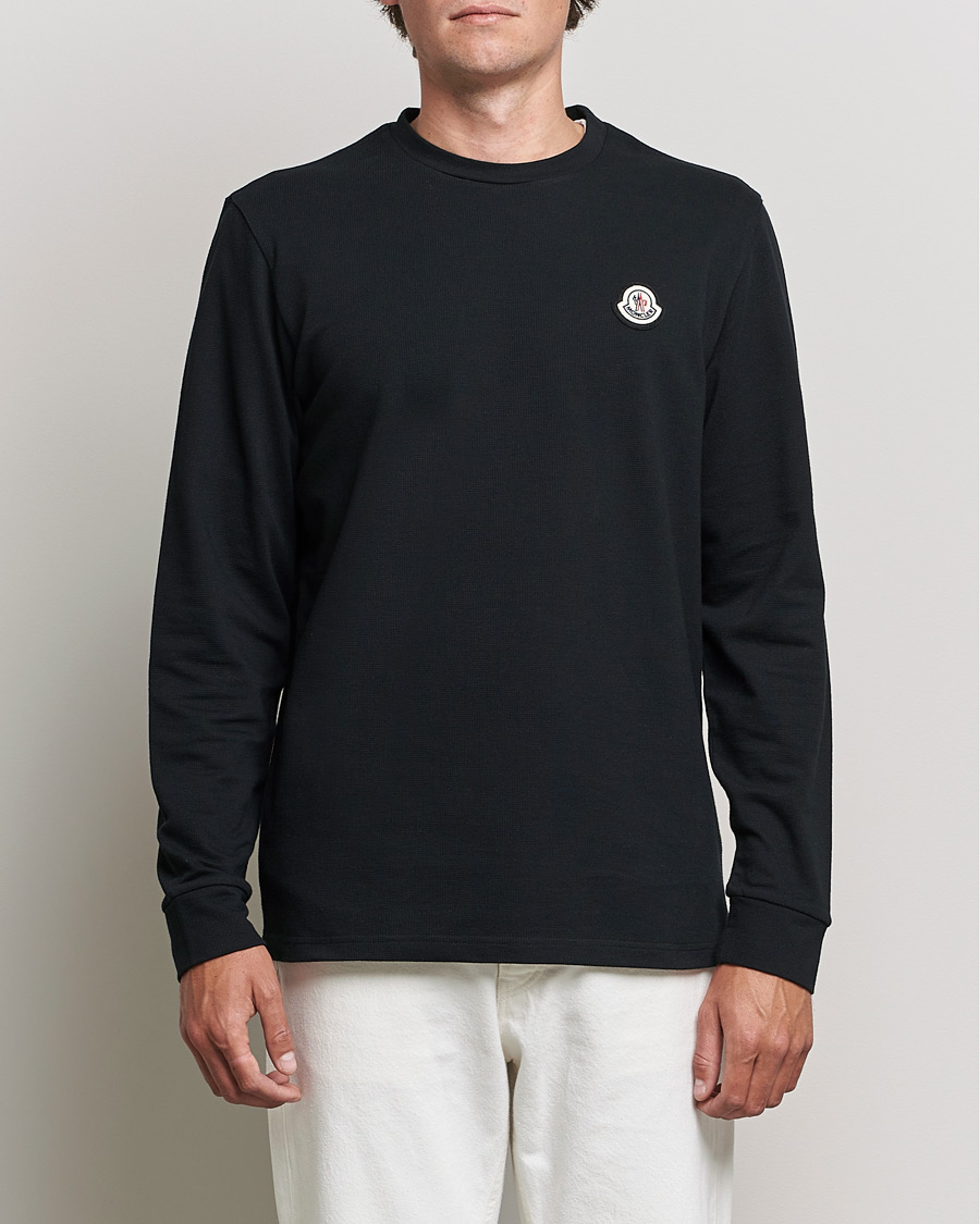 Moncler Long Sleeve Logo Patch T-Shirt Black at