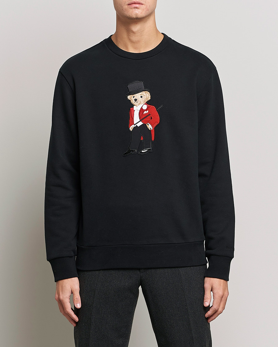 Ralph Lauren Purple Label Lux Fleece Bear Sweatshirt Black at CareOfCarl