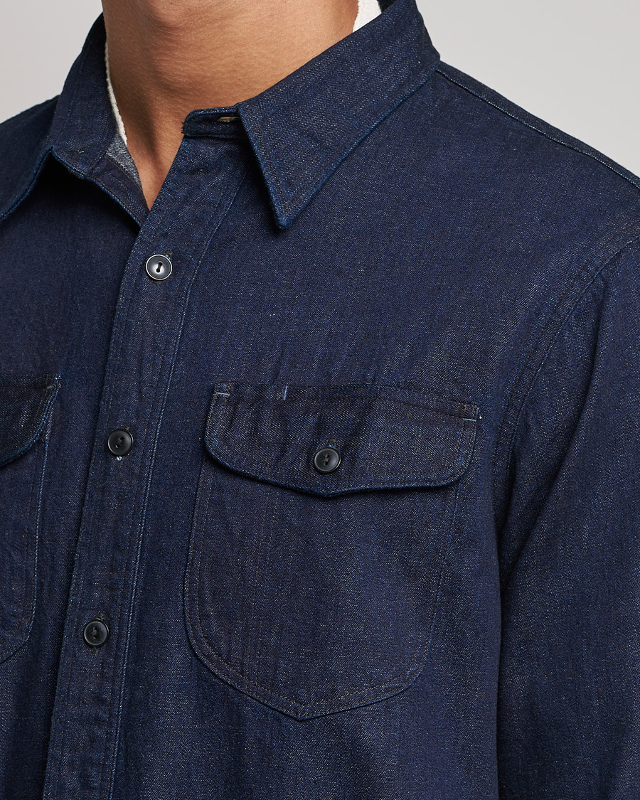 RRL Preston Denim Work Shirt Rinse Wash at CareOfCarl.com