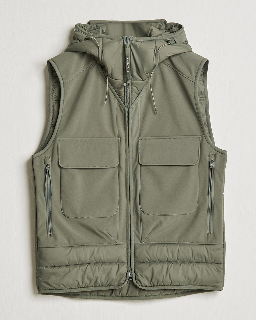 C.P. Company CP Shell - R Mixed Goggle Vest Green at CareOfCarl.com