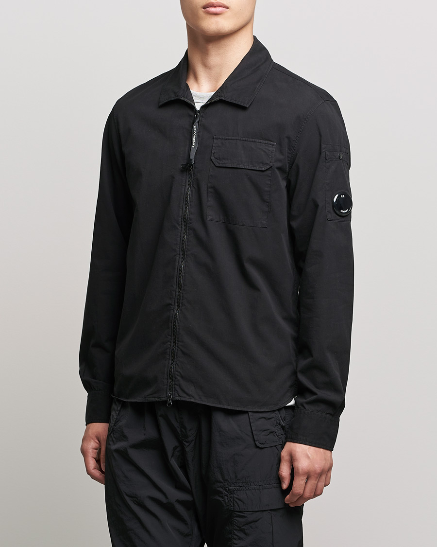 C.P. Company Garment Dyed Gabardine Overshirt Black at CareOfCarl