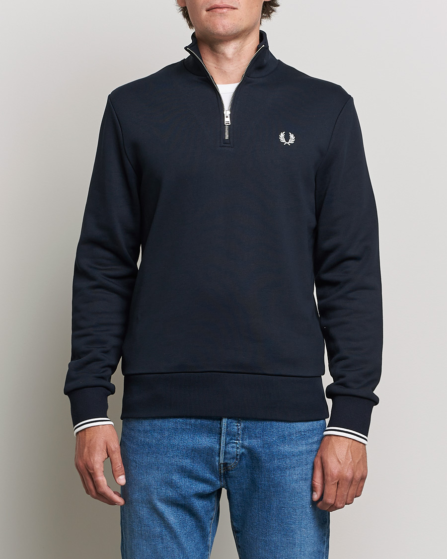 Fred Perry Half Zip Sweatshirt Navy at CareOfCarl.com