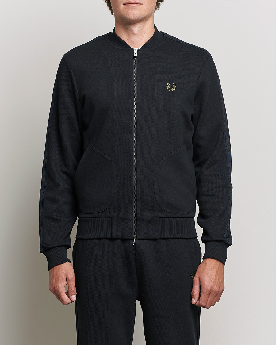 Fred Perry Knitted Tapped Track Jacket Black at CareOfCarl.com