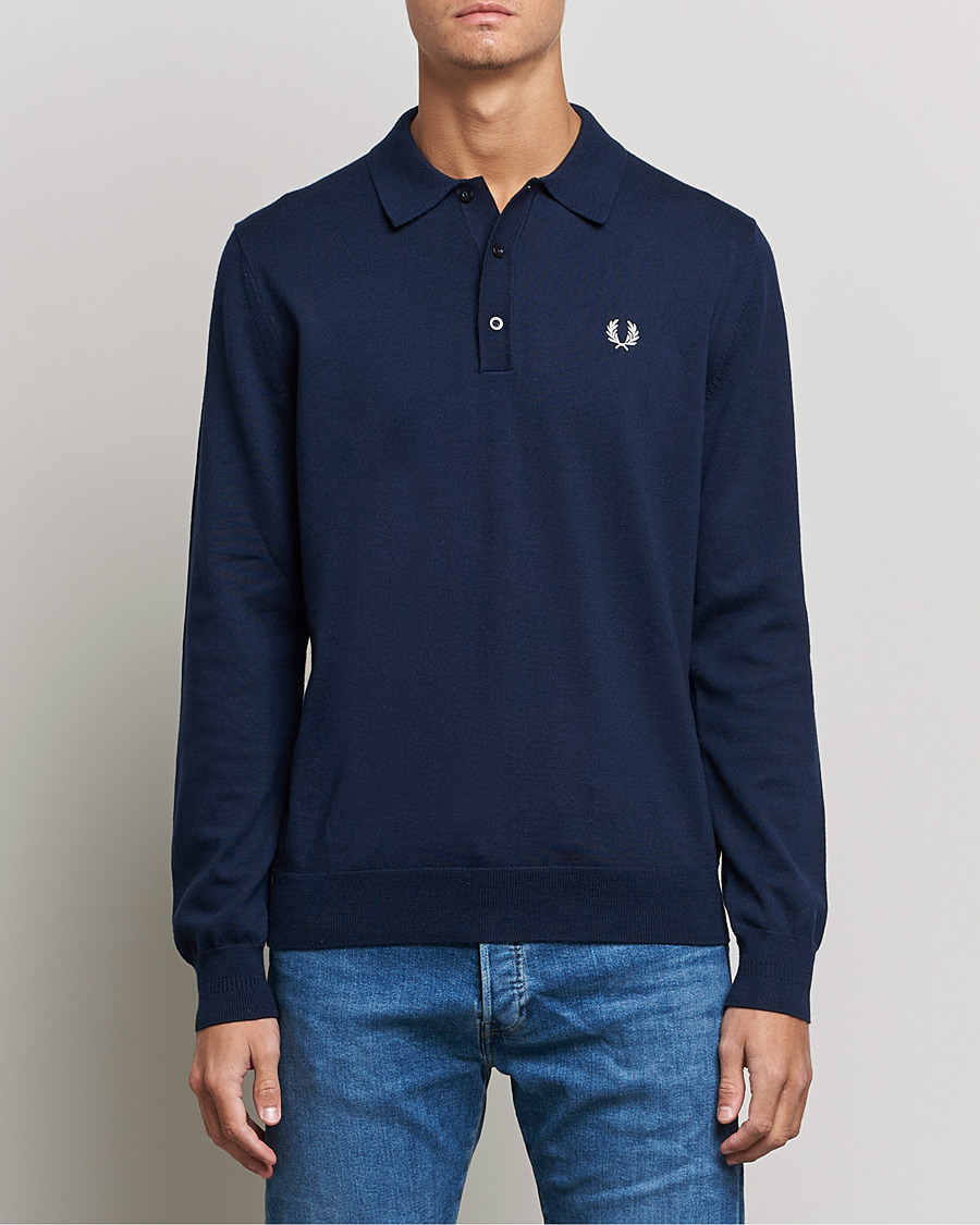 Fred perry long 2024 sleeve polo navy