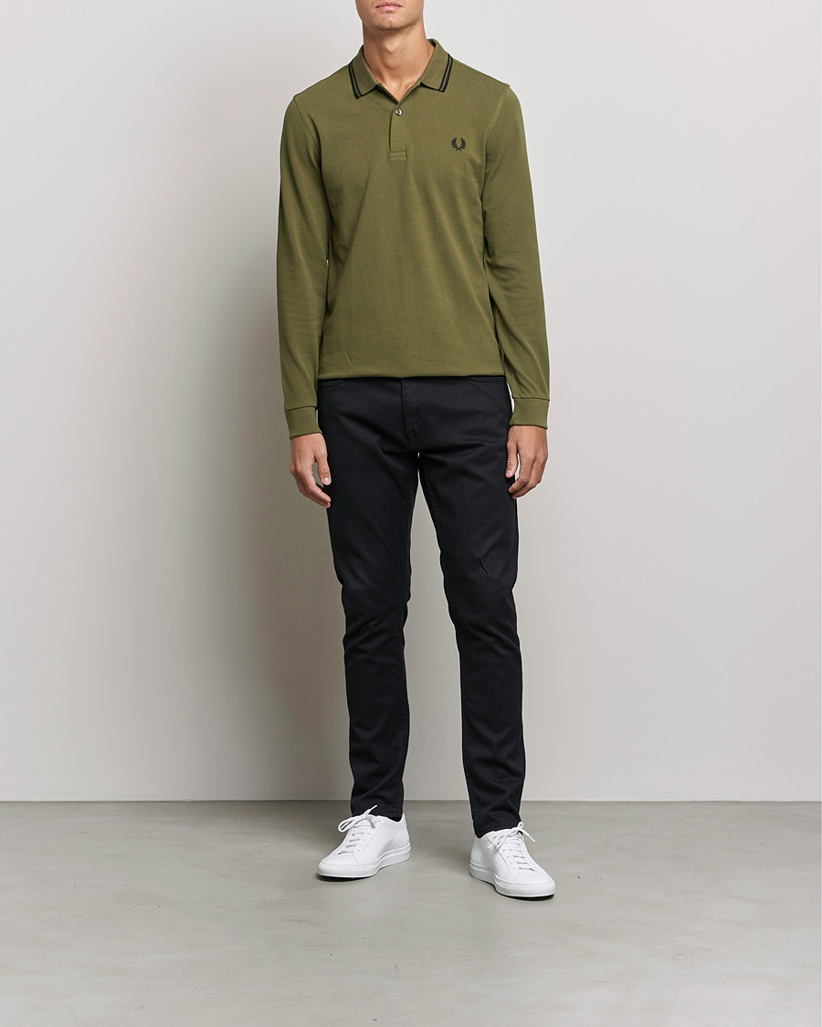 Fred perry black long sleeve outlet polo