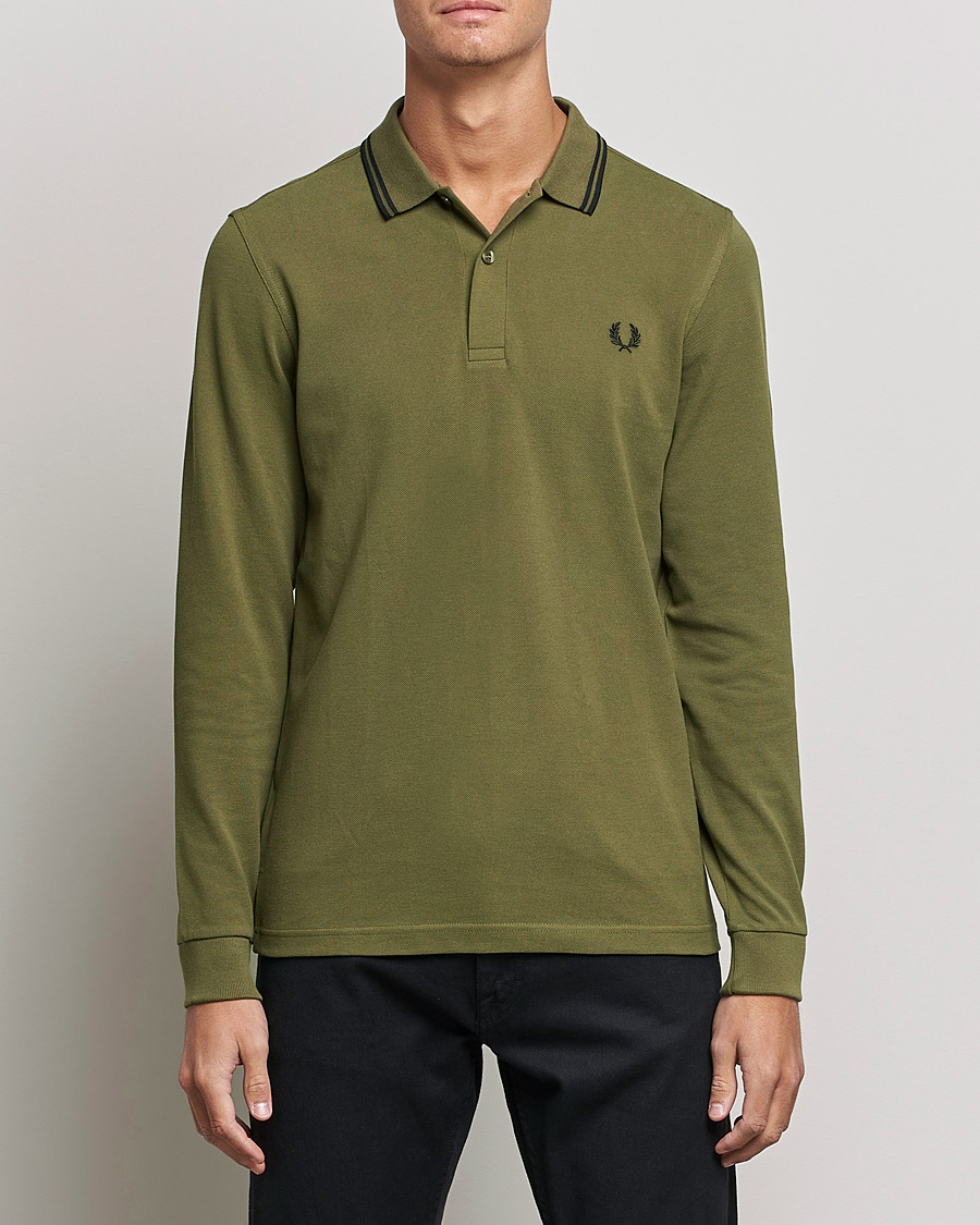 Fred Perry Long Sleeve Twin Tipped Shirt Uniform Green at