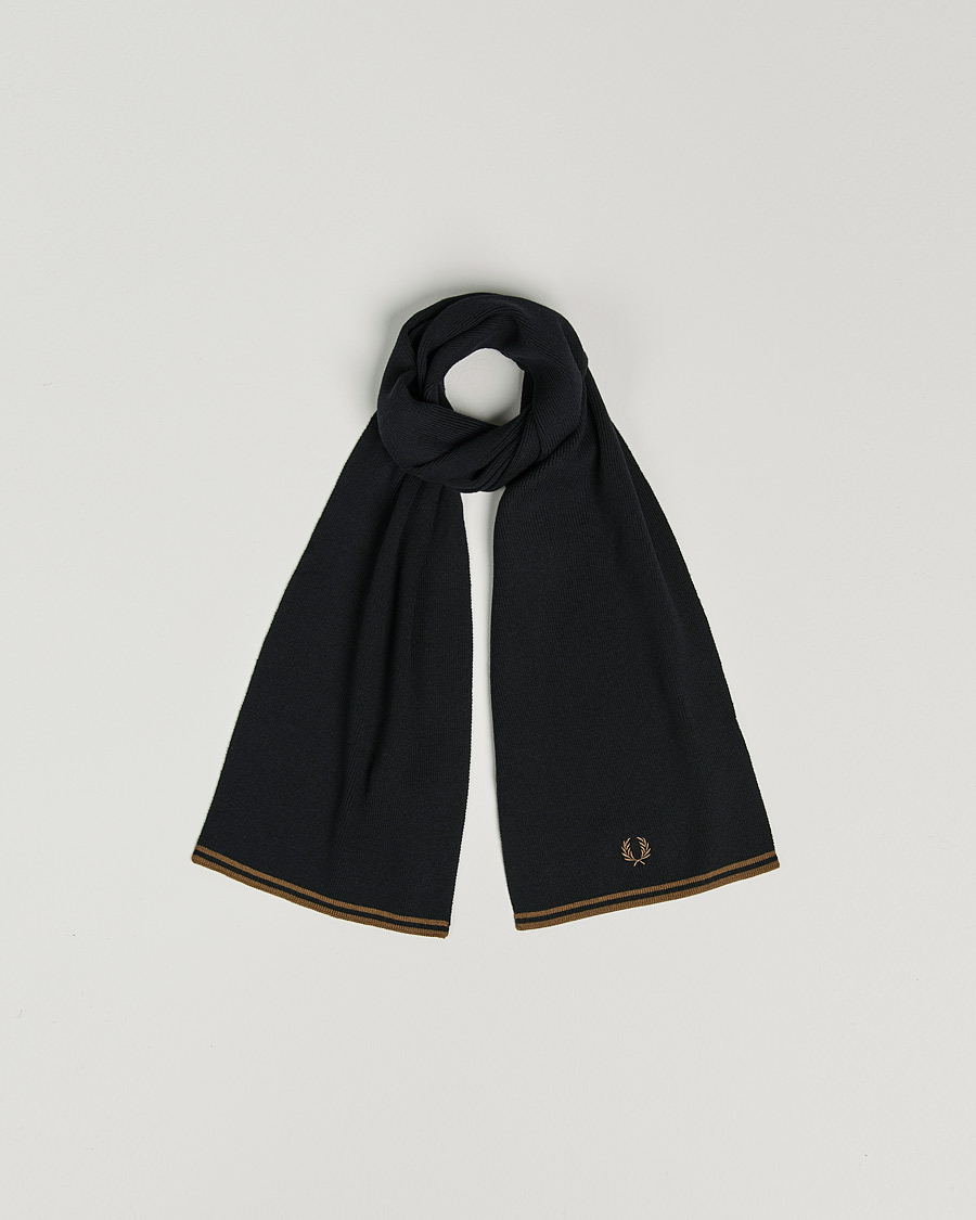 Fred Perry Twin Tipped Merino Wool Scarf Black at CareOfCarl.com