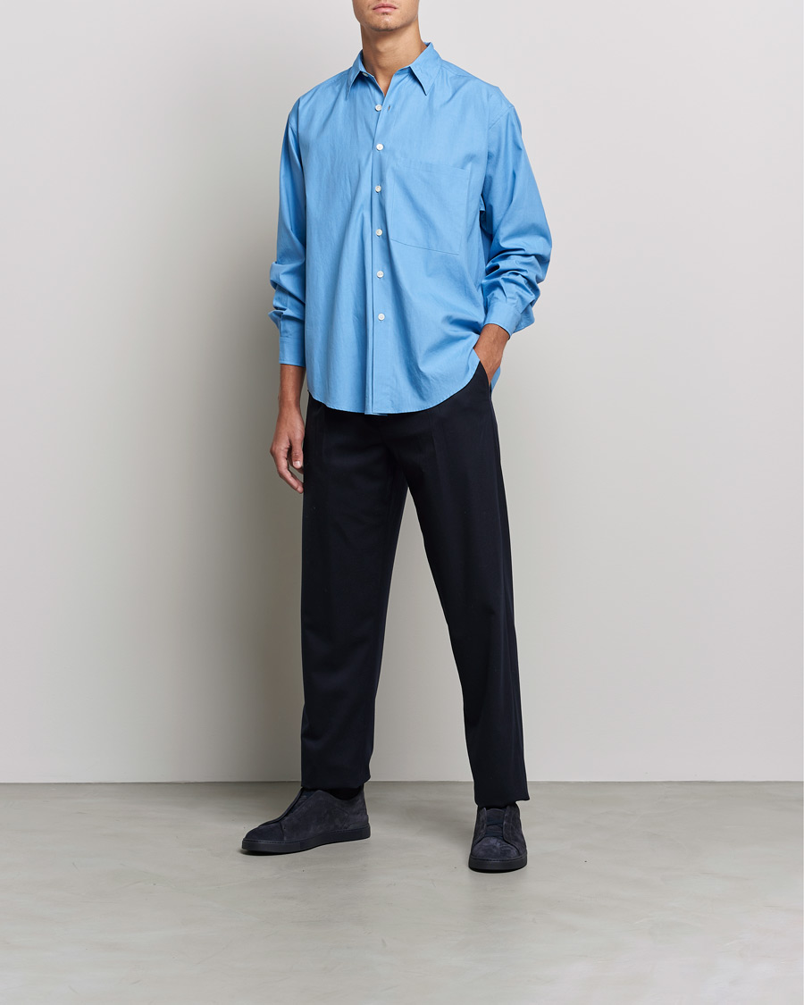 Auralee Finx Twill Shirt Clear Blue at CareOfCarl.com