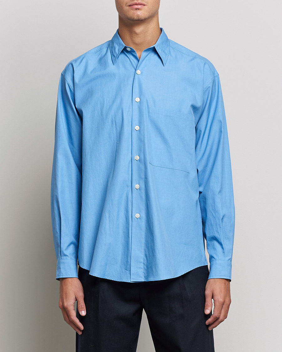 Auralee Finx Twill Shirt Clear Blue at CareOfCarl.com