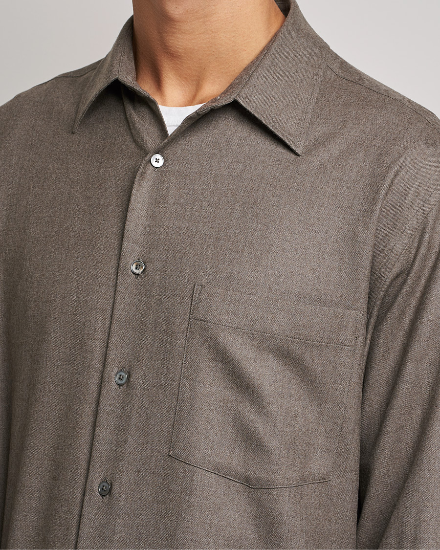 Auralee Super Light Wool Shirt Dark Brown at CareOfCarl.com