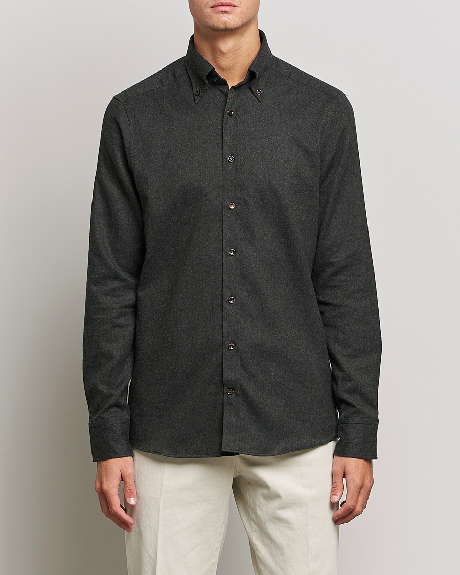 GANT Regular Fit Flannel Checked Shirt Dark Cactus at CareOfCarl.com