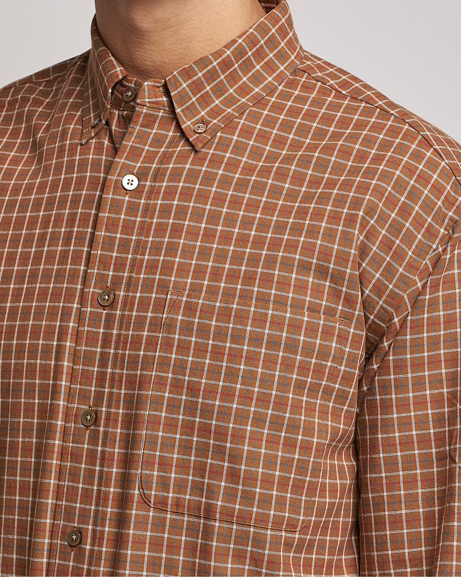 Snow Peak Warm Cotton Button Down Shirt Brown Check at CareOfCarl.com