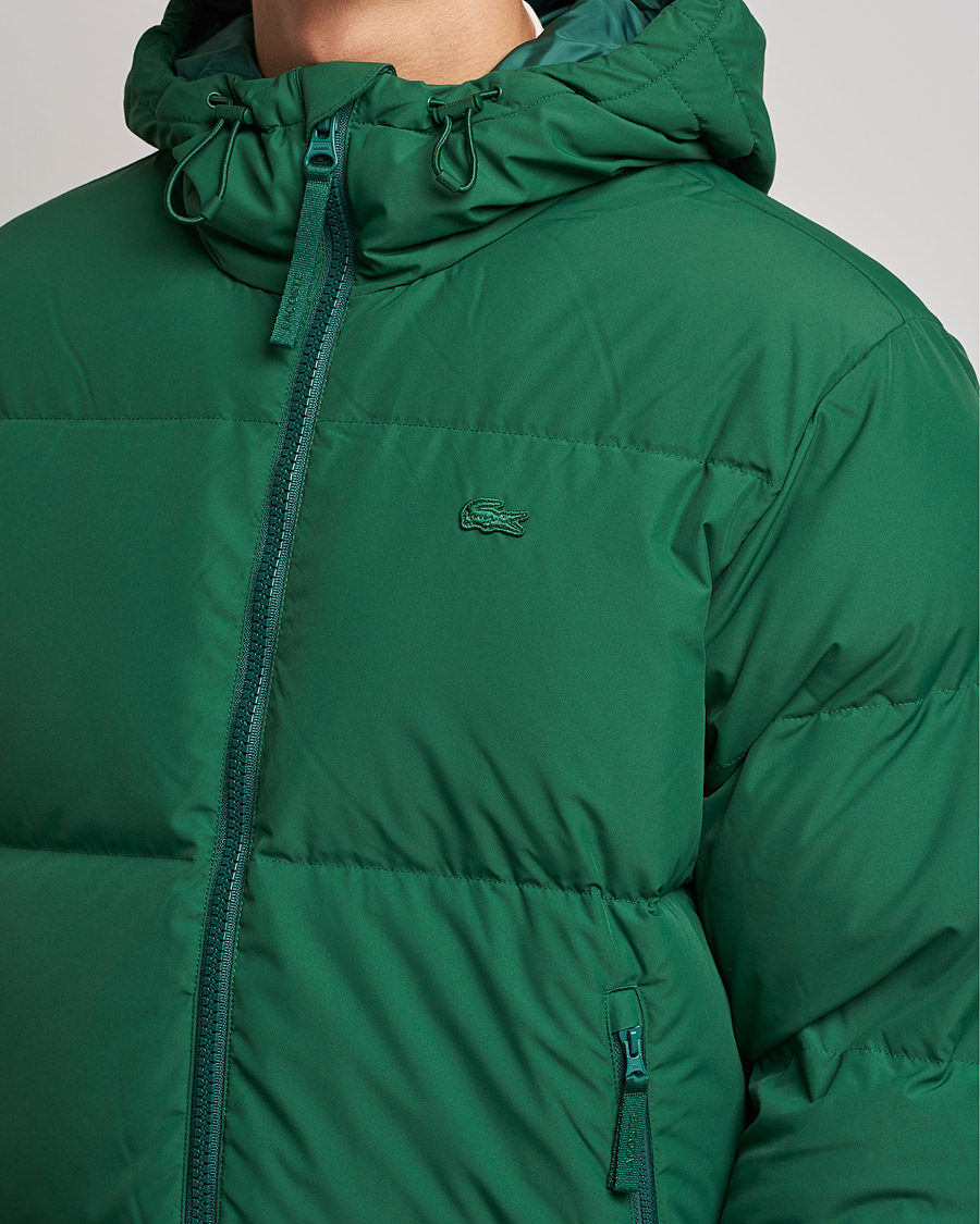 Lacoste forest green clearance hooded down jacket