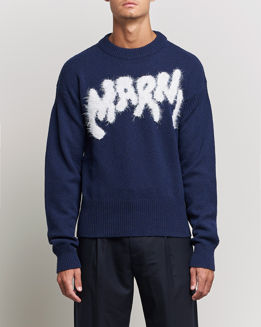 Marni Mohair Logo Sweater Navy at CareOfCarl.com