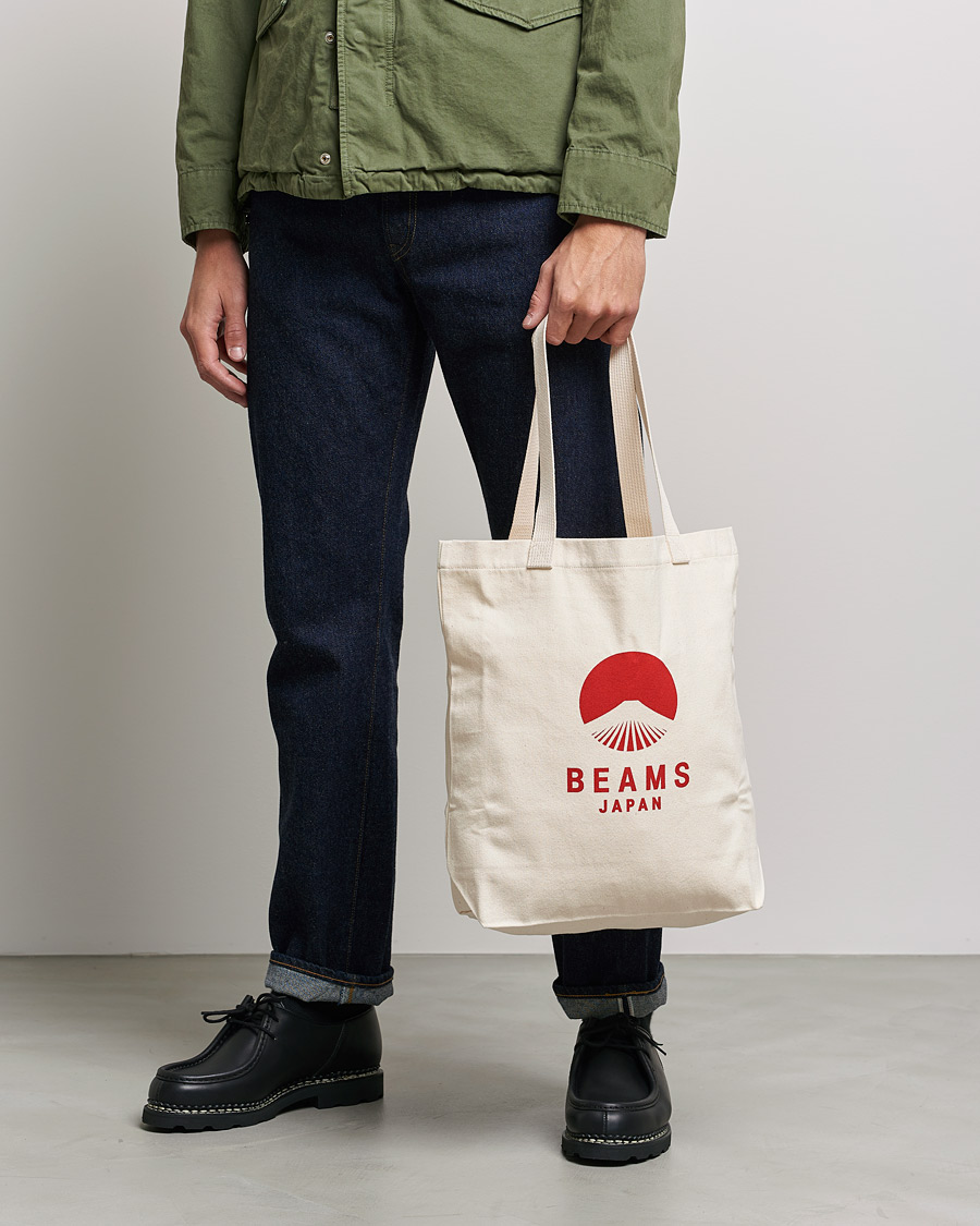 Beams Japan x Evergreen Works Tote Bag White Red at CareOfCarl