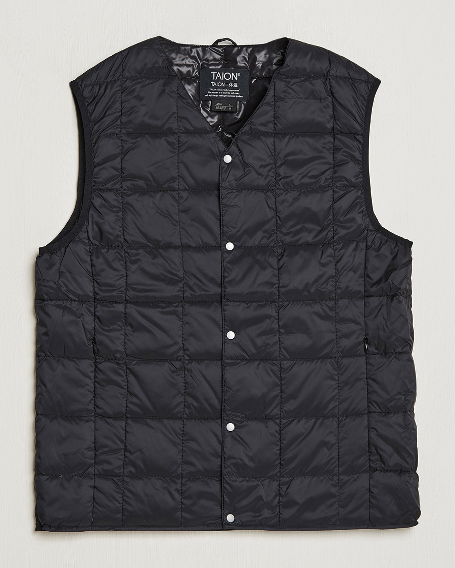 TAION V-Neck Lightweight Down Vest Black at CareOfCarl.com