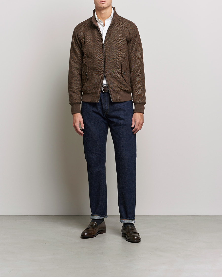 Baracuta G9 Herringbone Wool Jacket Brown at CareOfCarl.com