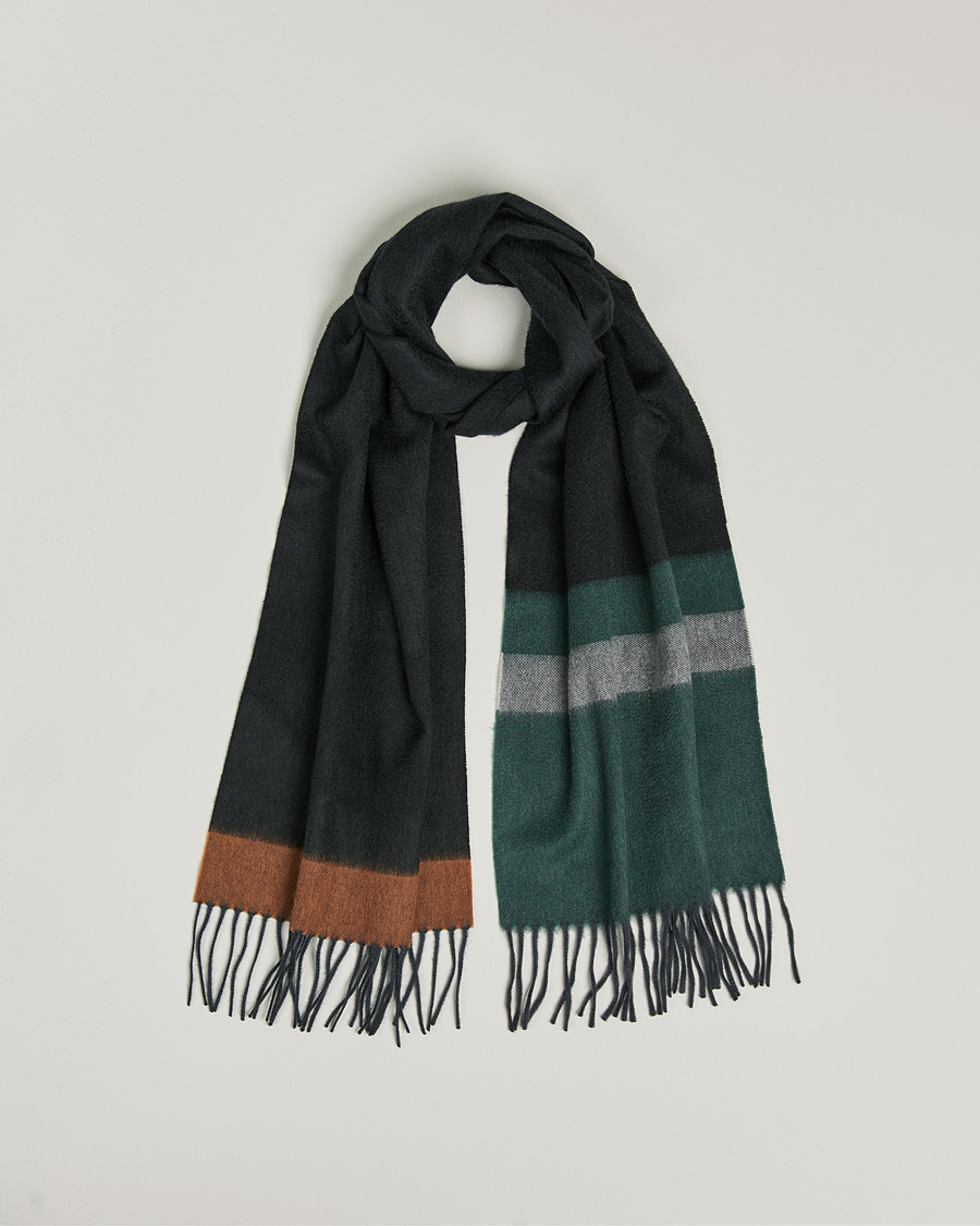 Begg & Co Arran Reversible Cashmere Scarf Navy/Vicuna at