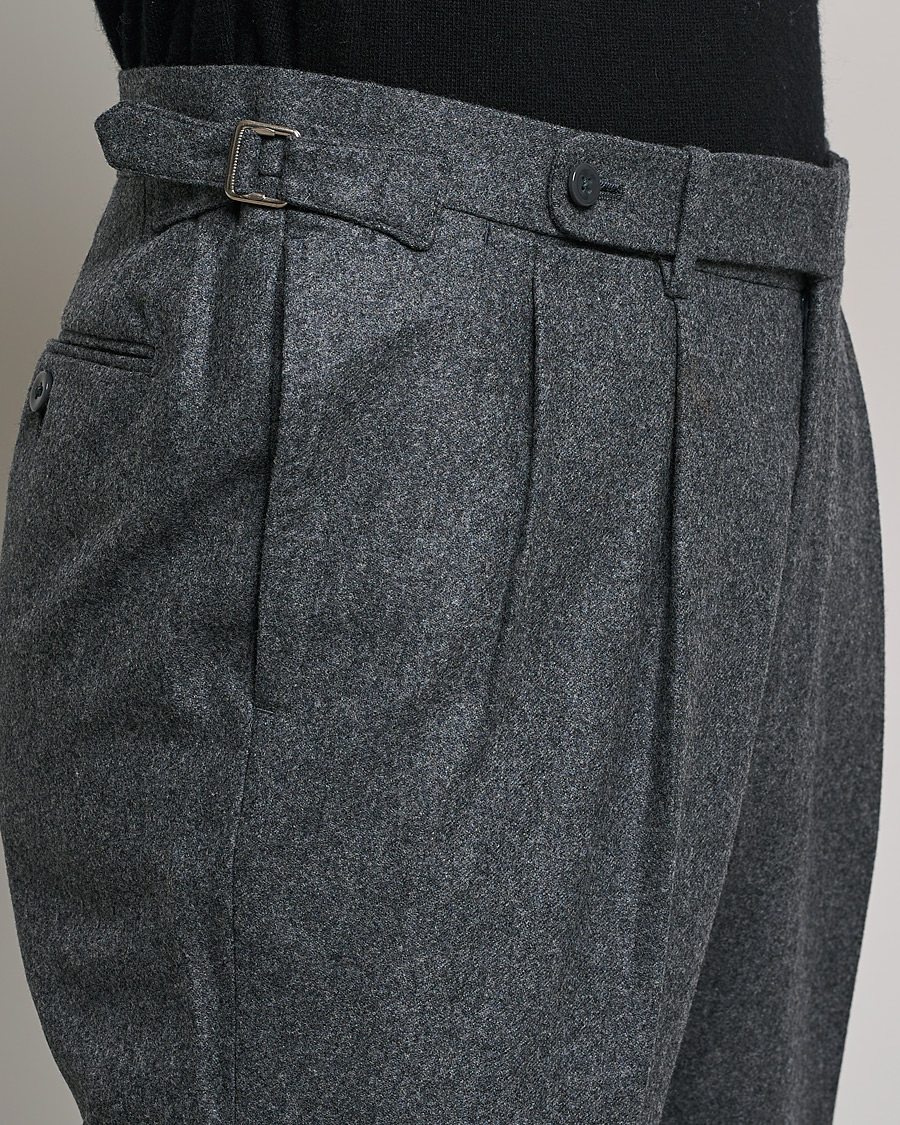 Brunello Cucinelli Slim Fit Flannel Trousers Grey Melange at CareOfCarlcom