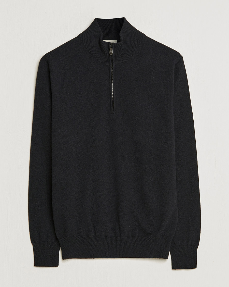 Piacenza Cashmere Cashmere Half Zip Sweater Black at CareOfCarl